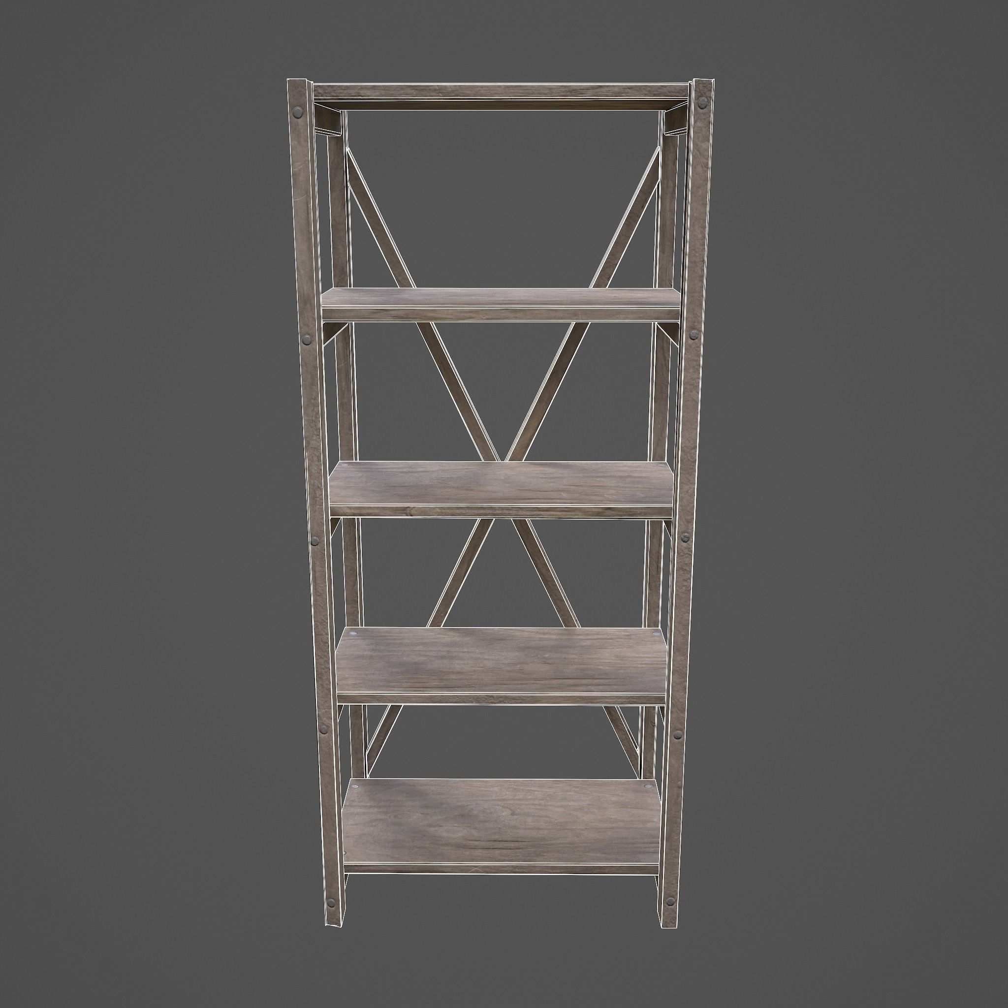 Pottery Shelf Slim Low-poly 3D model_23