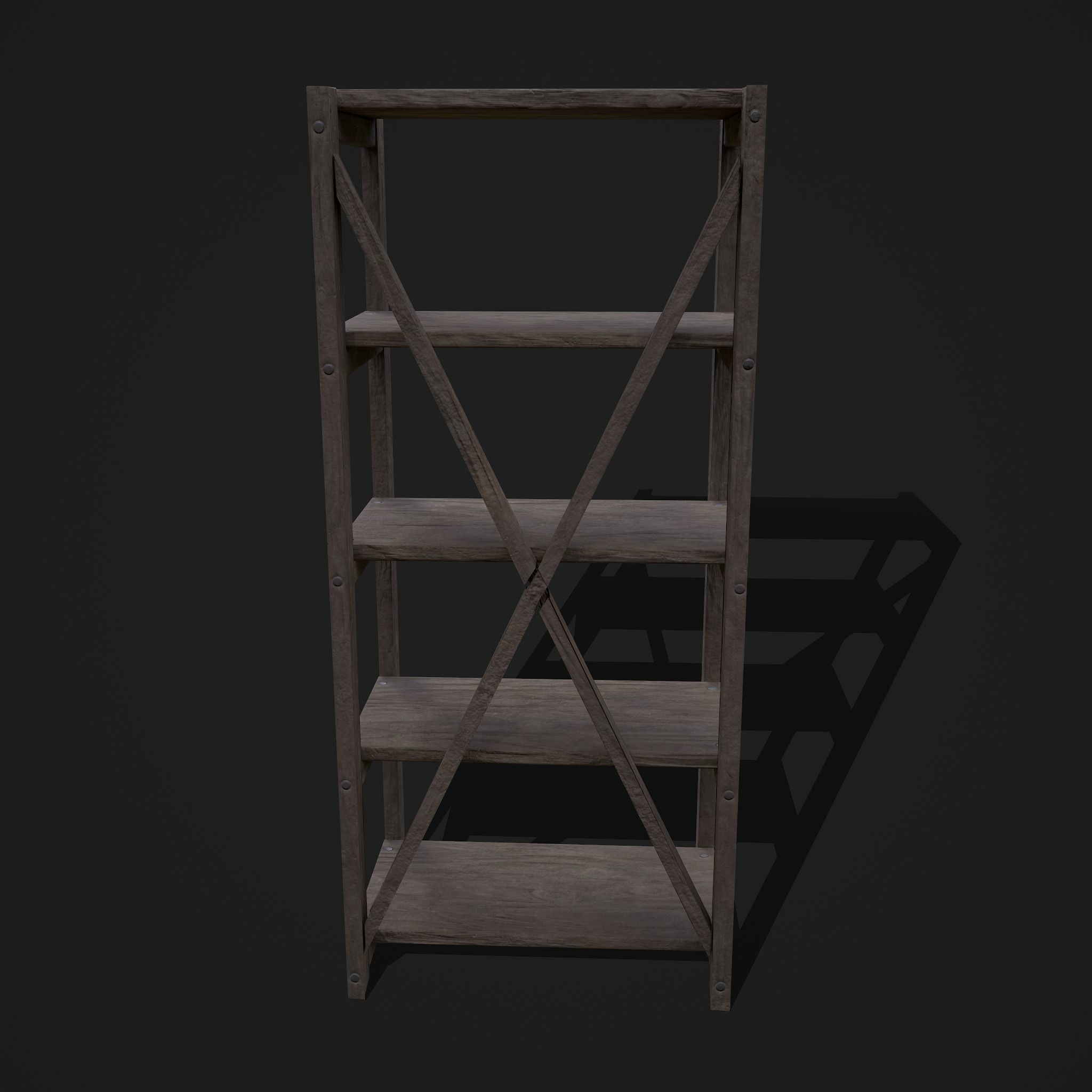 Pottery Shelf Slim Low-poly 3D model_12
