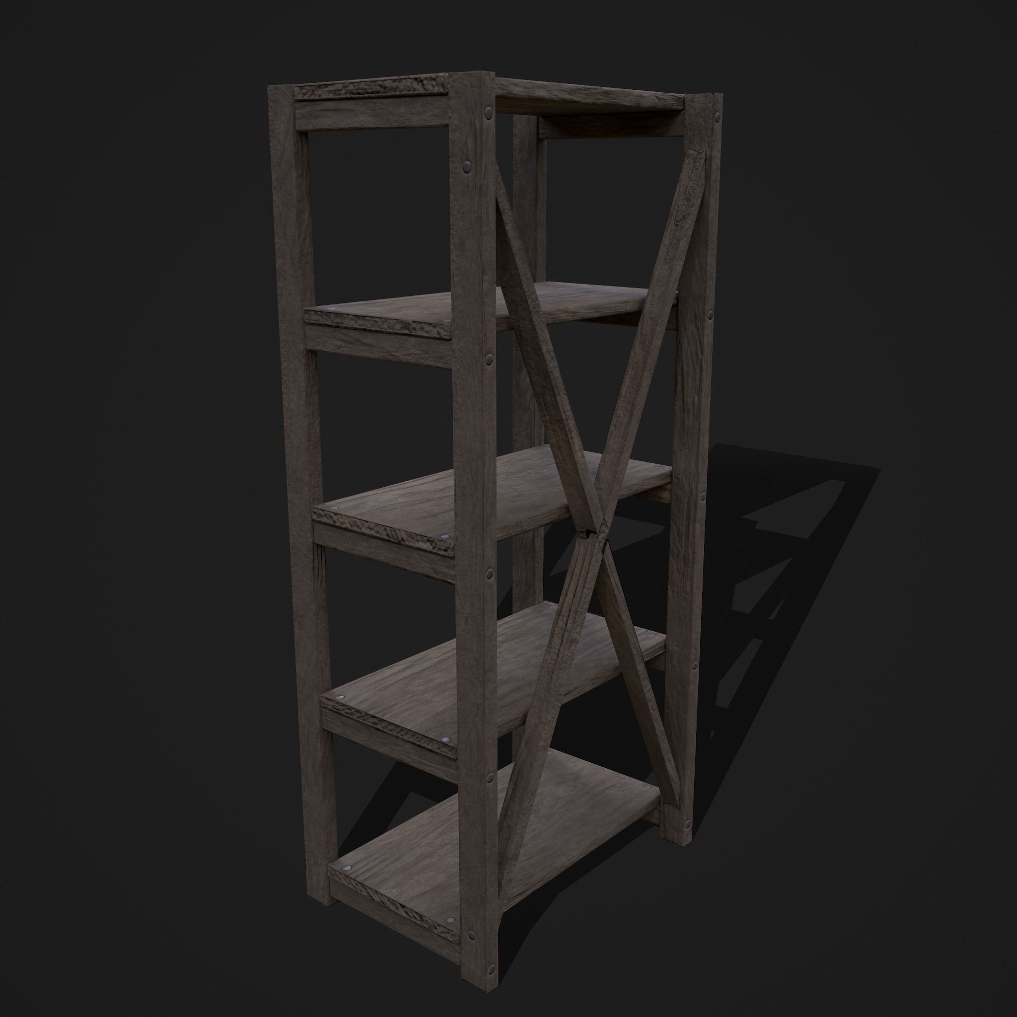 Pottery Shelf Slim Low-poly 3D model_15
