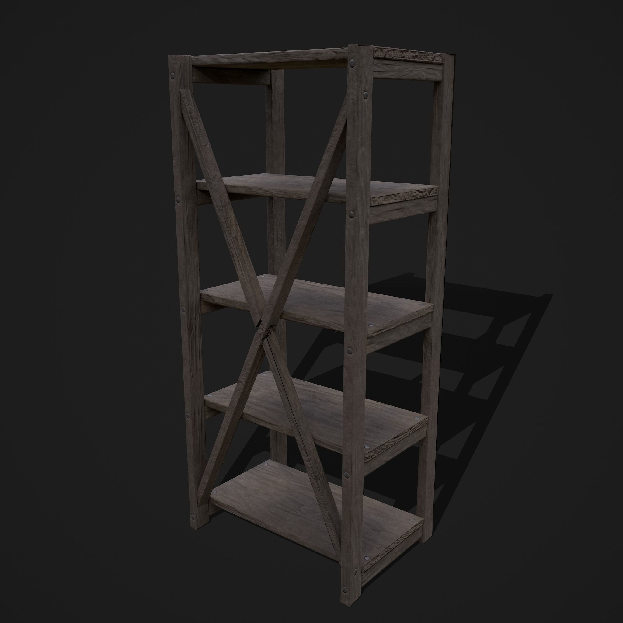 Pottery Shelf Slim Low-poly 3D model_10