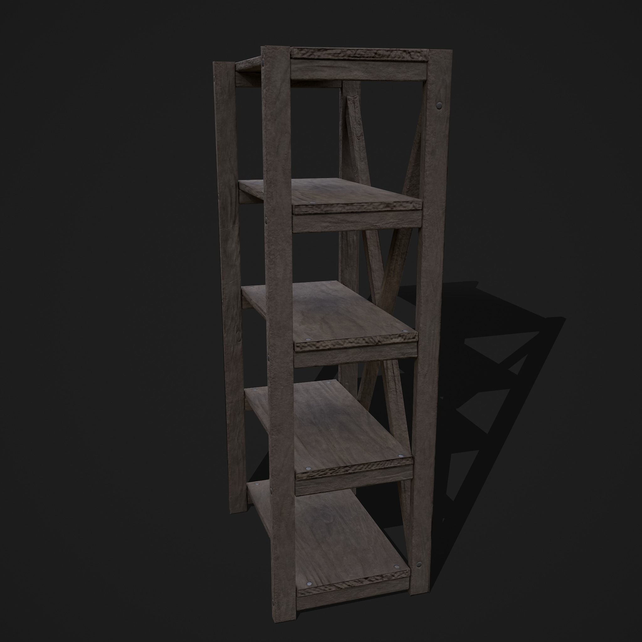 Pottery Shelf Slim Low-poly 3D model_18