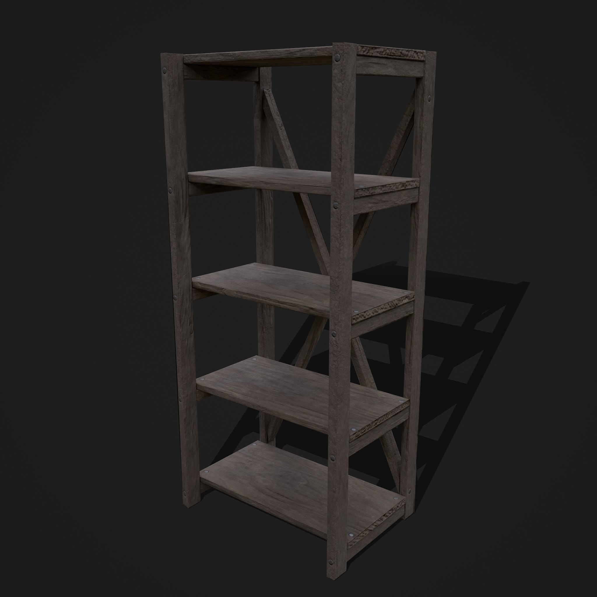 Pottery Shelf Slim Low-poly 3D model_20