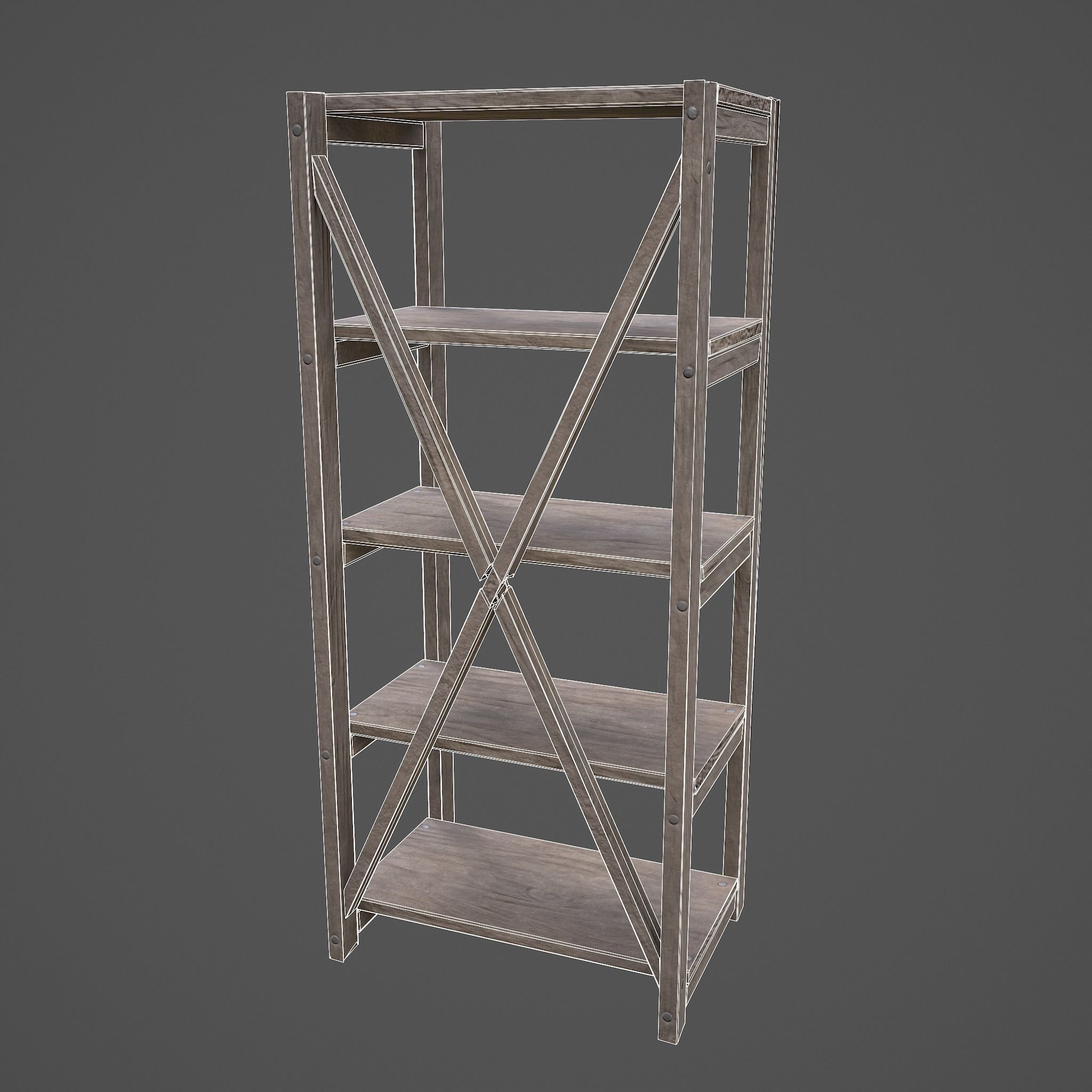 Pottery Shelf Slim Low-poly 3D model_32