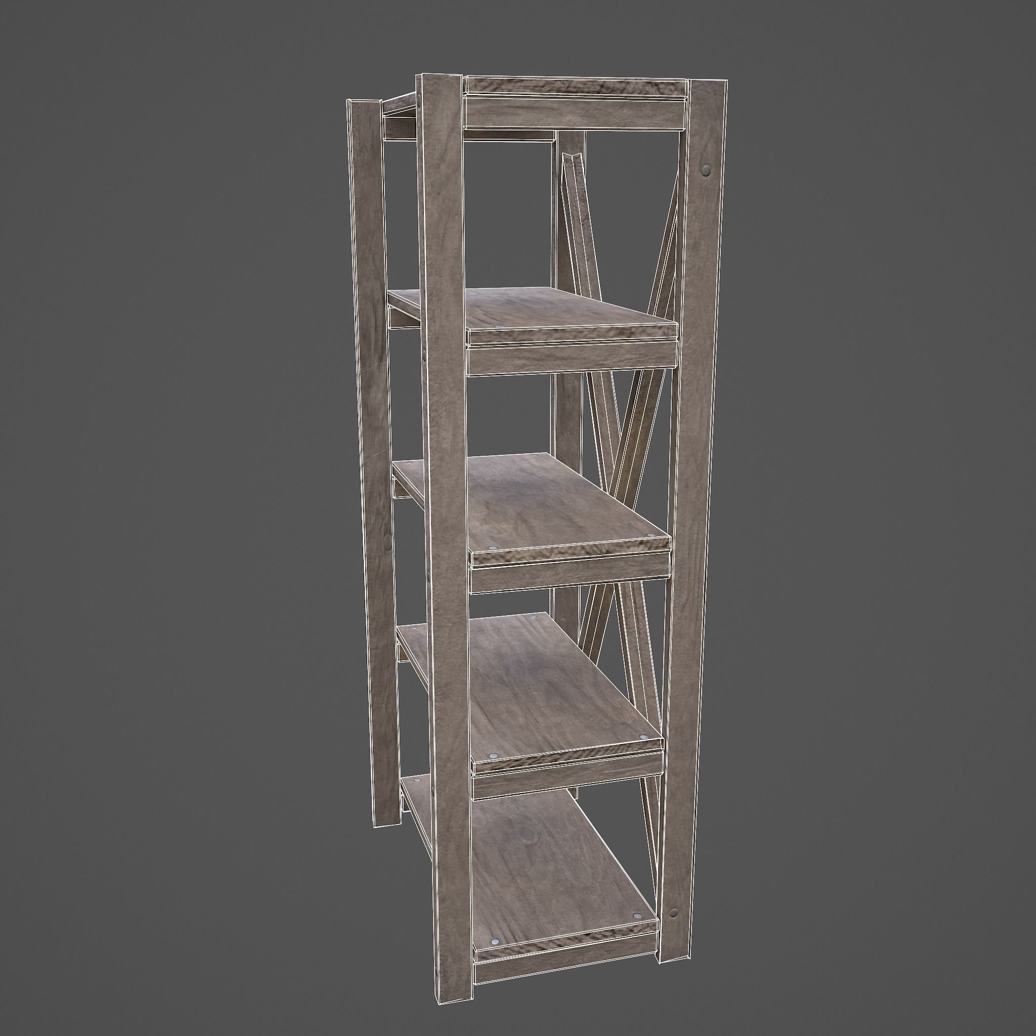Pottery Shelf Slim Low-poly 3D model_39