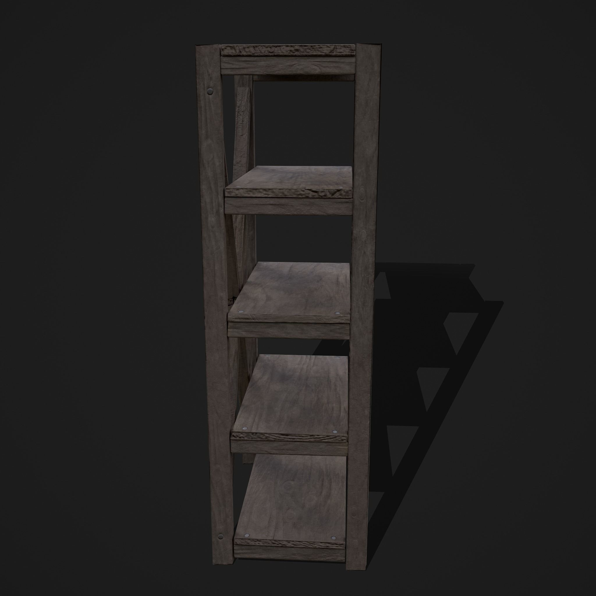 Pottery Shelf Slim Low-poly 3D model_7