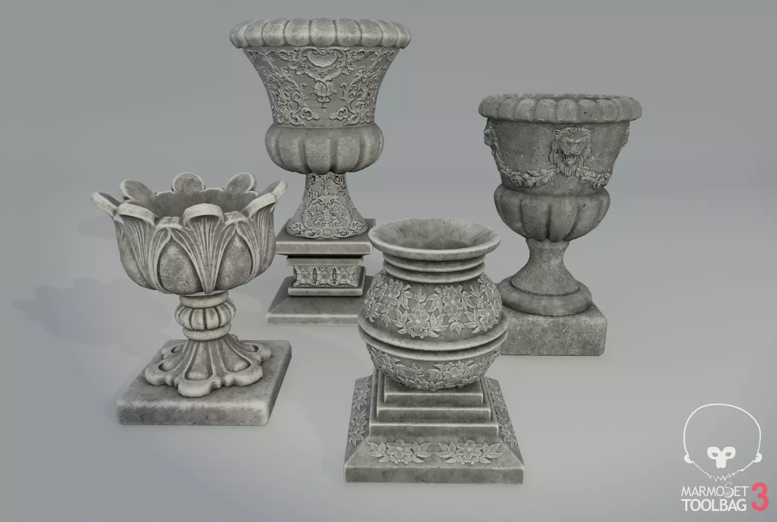 Vases and Planters - Vol 01 Low-poly 3D model