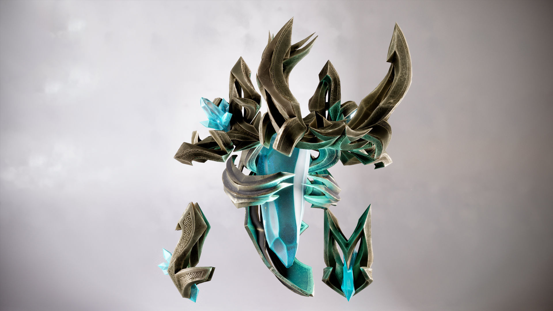 Golem head of character in game Low-poly 3D model_7