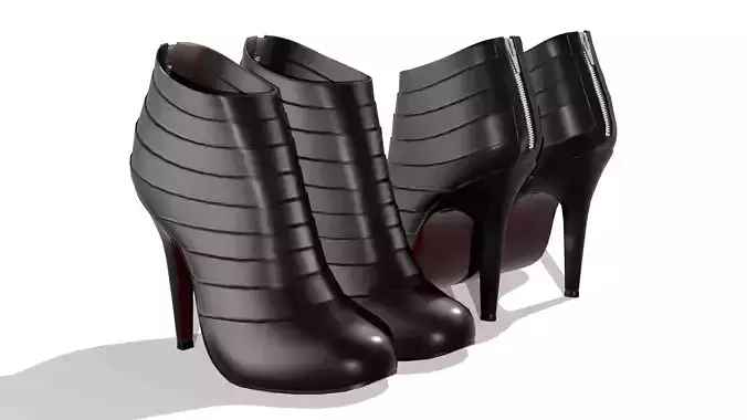 Ankle Pleated Boots Low-poly 3D model
