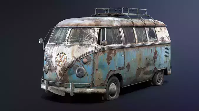 Volkswagen T1 Rusty  Low-poly 3D model