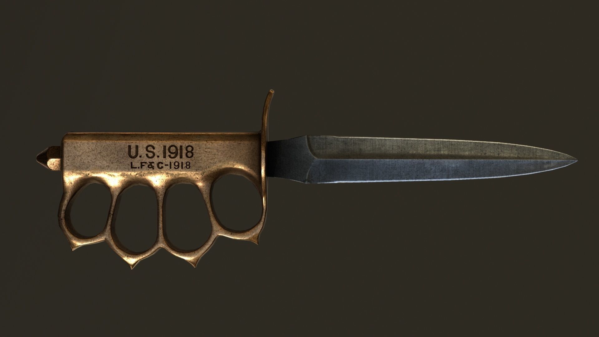1918 mark I trench knife - Low Poly Low-poly 3D model_2