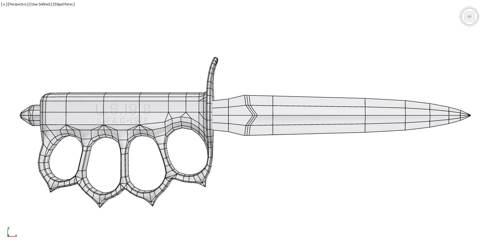 1918 mark I trench knife - Low Poly Low-poly 3D model_6