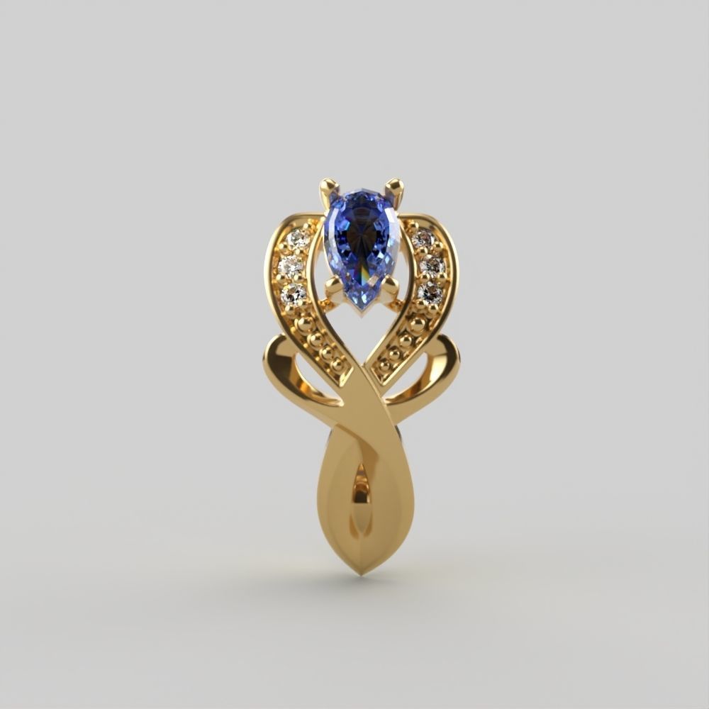 Women earrings with gems CAD 3dm stl 3D print model_3