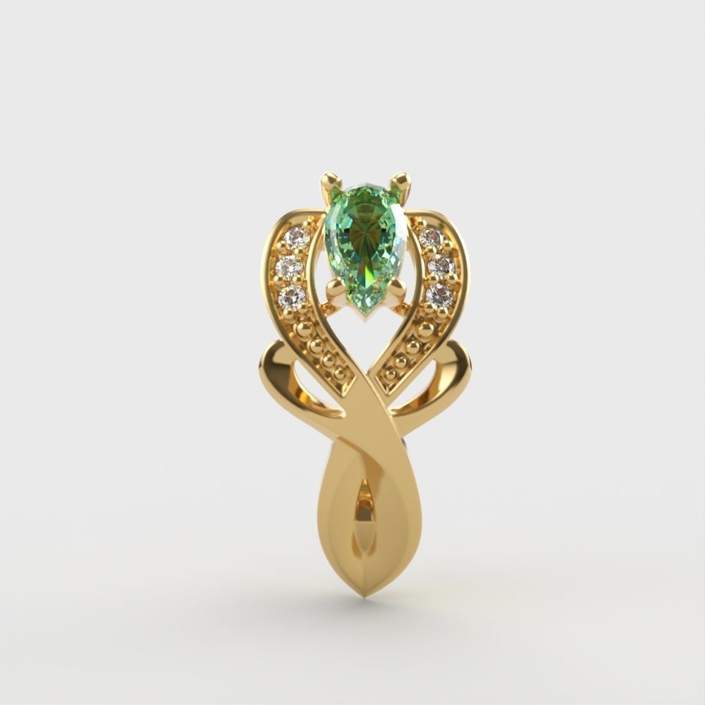 Women earrings with gems CAD 3dm stl 3D print model_5