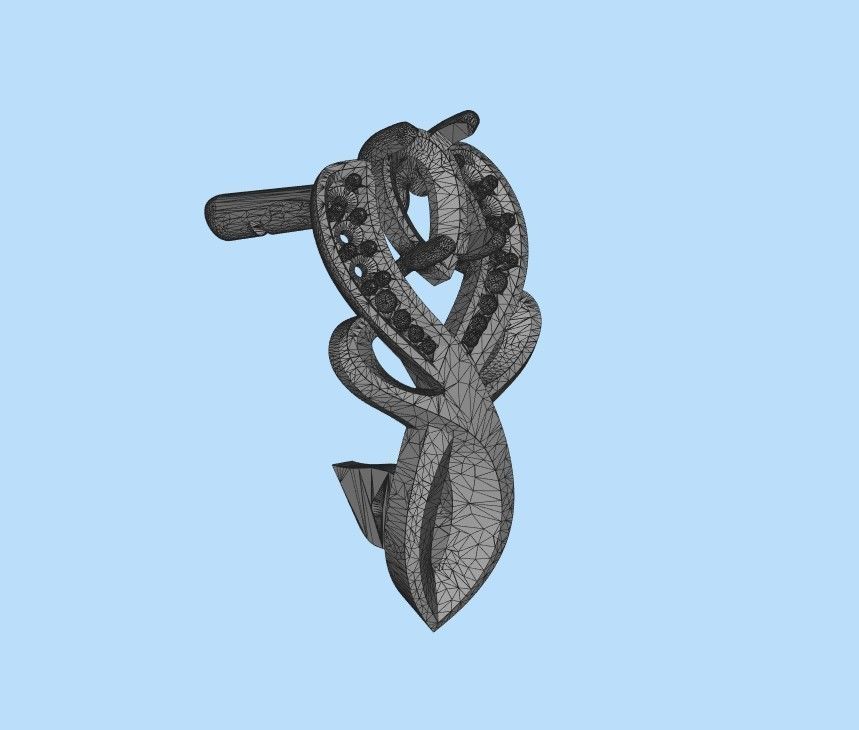 Women earrings with gems CAD 3dm stl 3D print model_36