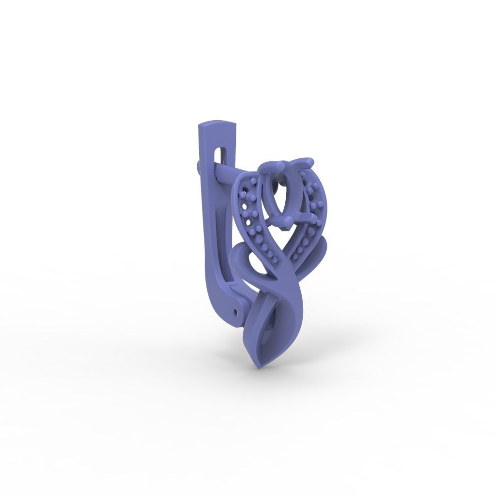 Women earrings with gems CAD 3dm stl 3D print model_20