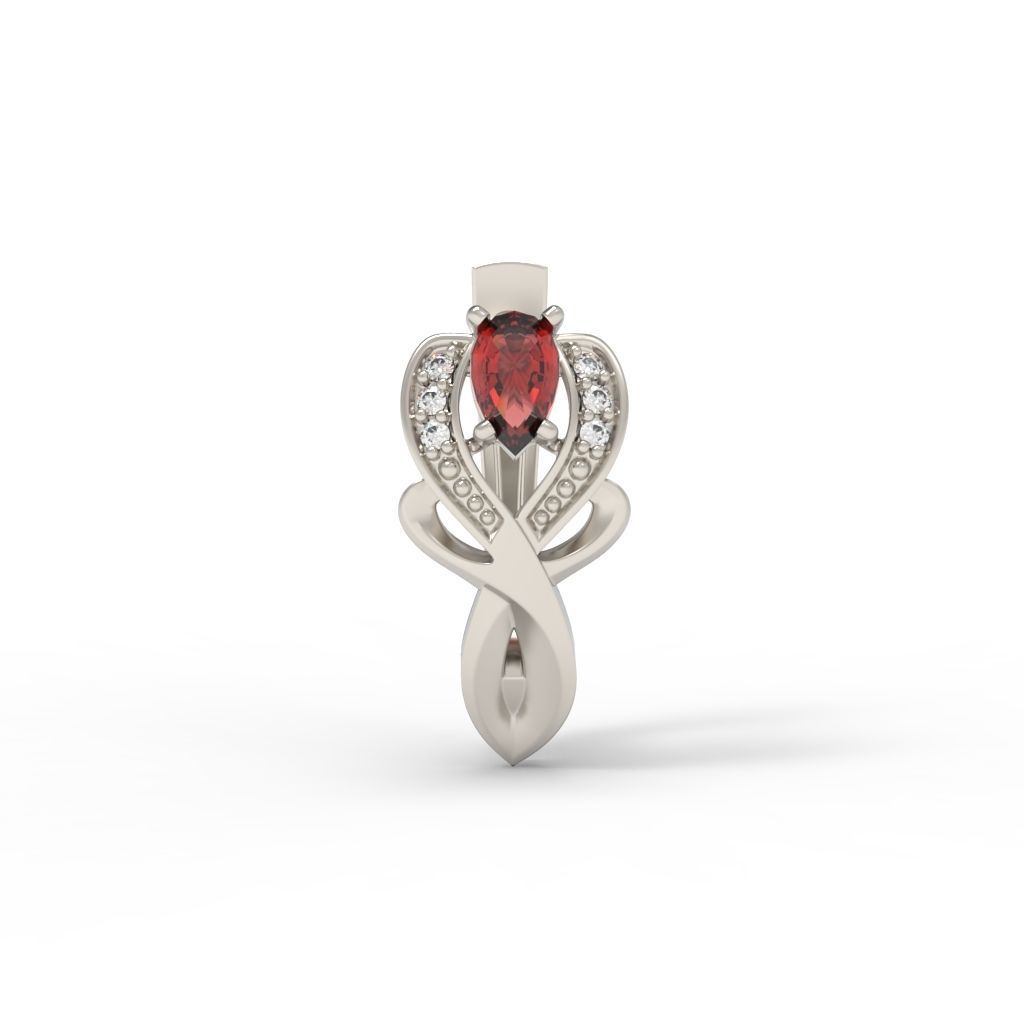 Women earrings with gems CAD 3dm stl 3D print model_16