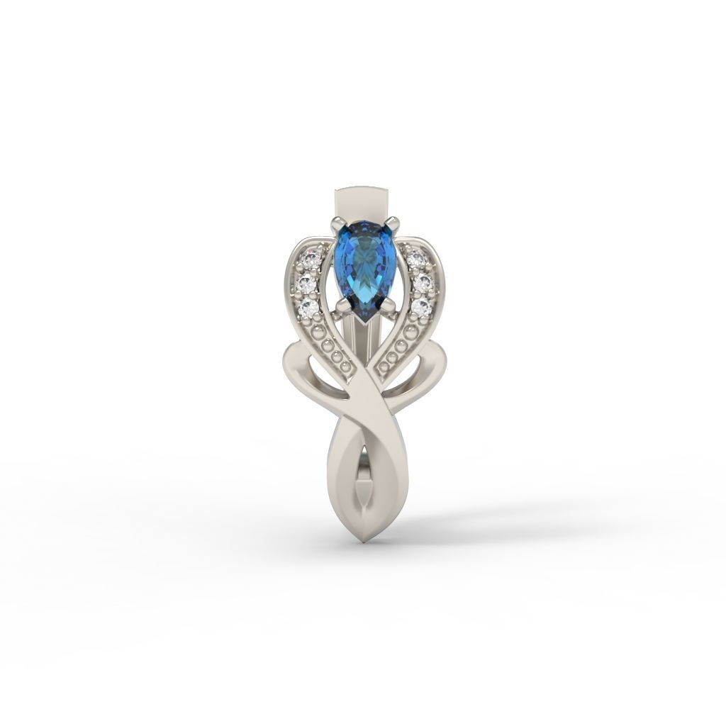 Women earrings with gems CAD 3dm stl 3D print model_12