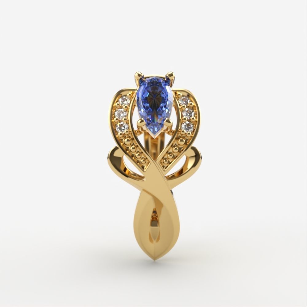 Women earrings with gems CAD 3dm stl 3D print model_1