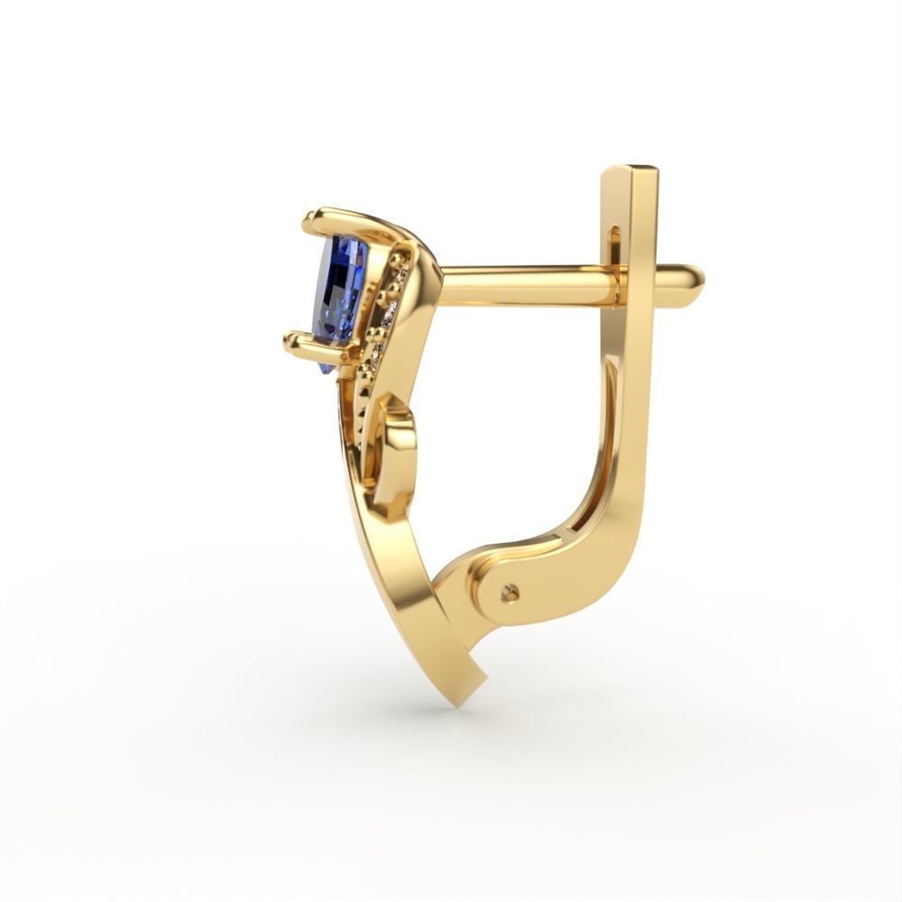 Women earrings with gems CAD 3dm stl 3D print model_2