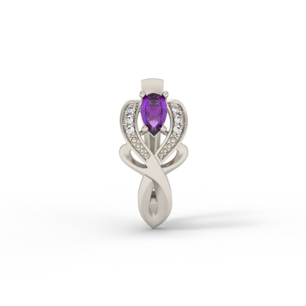 Women earrings with gems CAD 3dm stl 3D print model_13