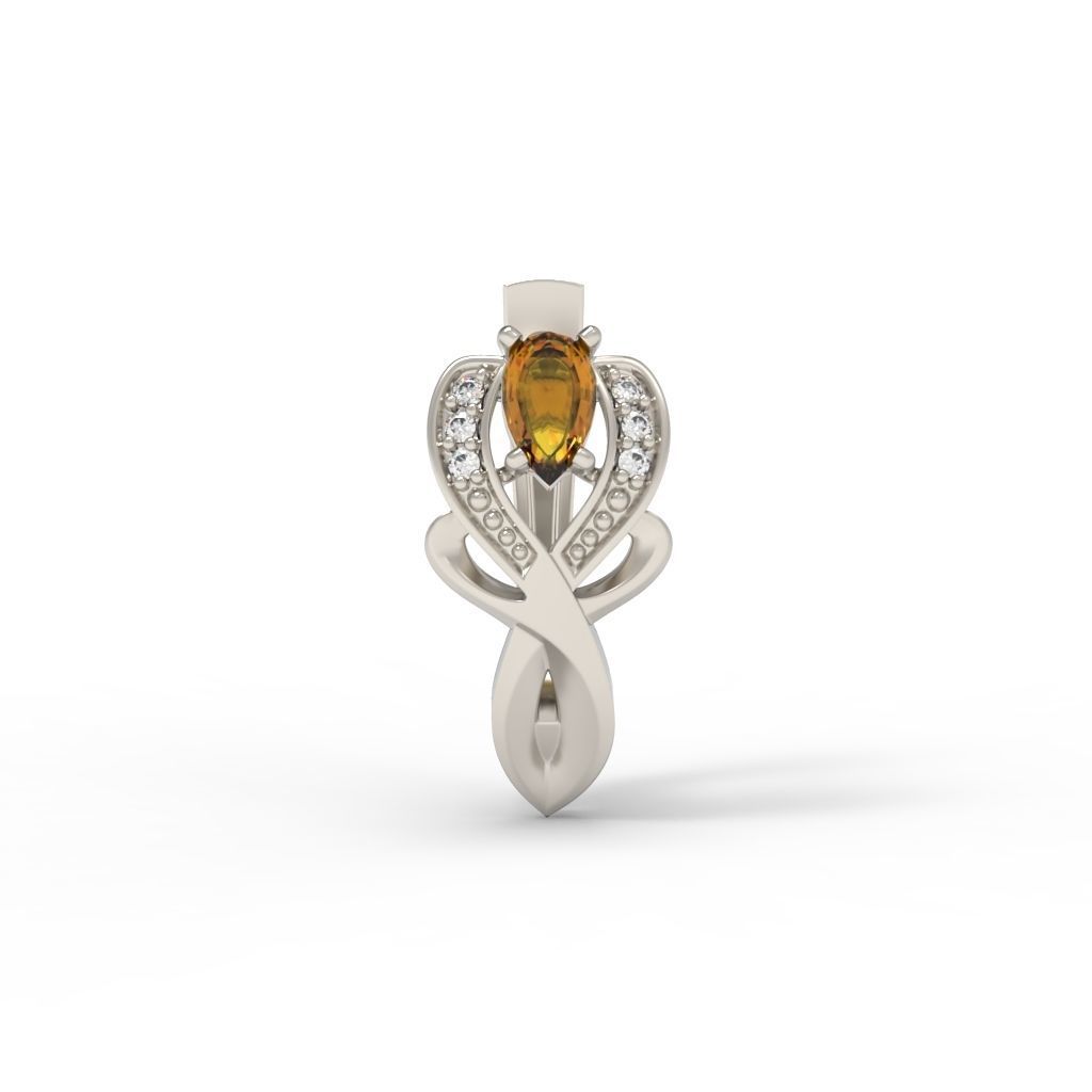 Women earrings with gems CAD 3dm stl 3D print model_15