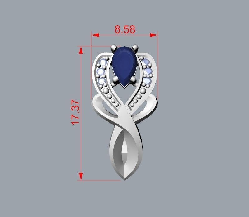 Women earrings with gems CAD 3dm stl 3D print model_30