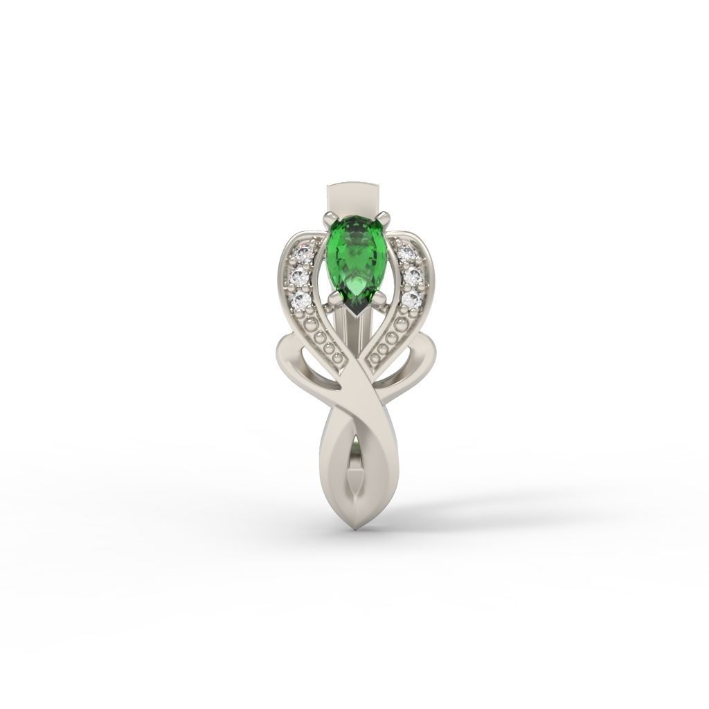 Women earrings with gems CAD 3dm stl 3D print model_14