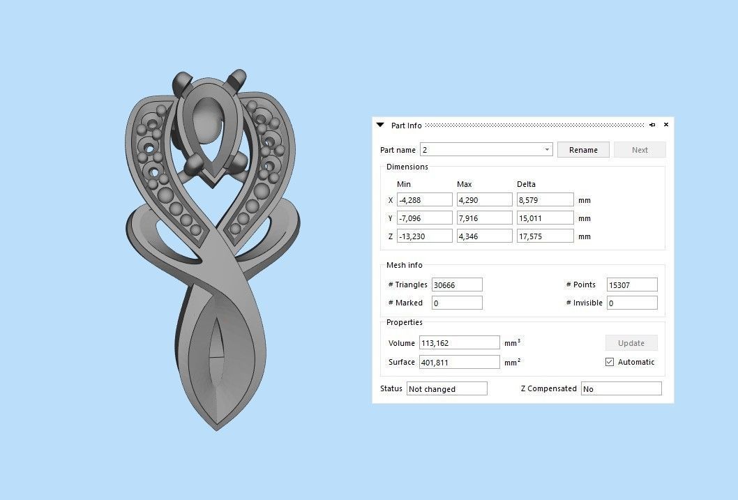 Women earrings with gems CAD 3dm stl 3D print model_10