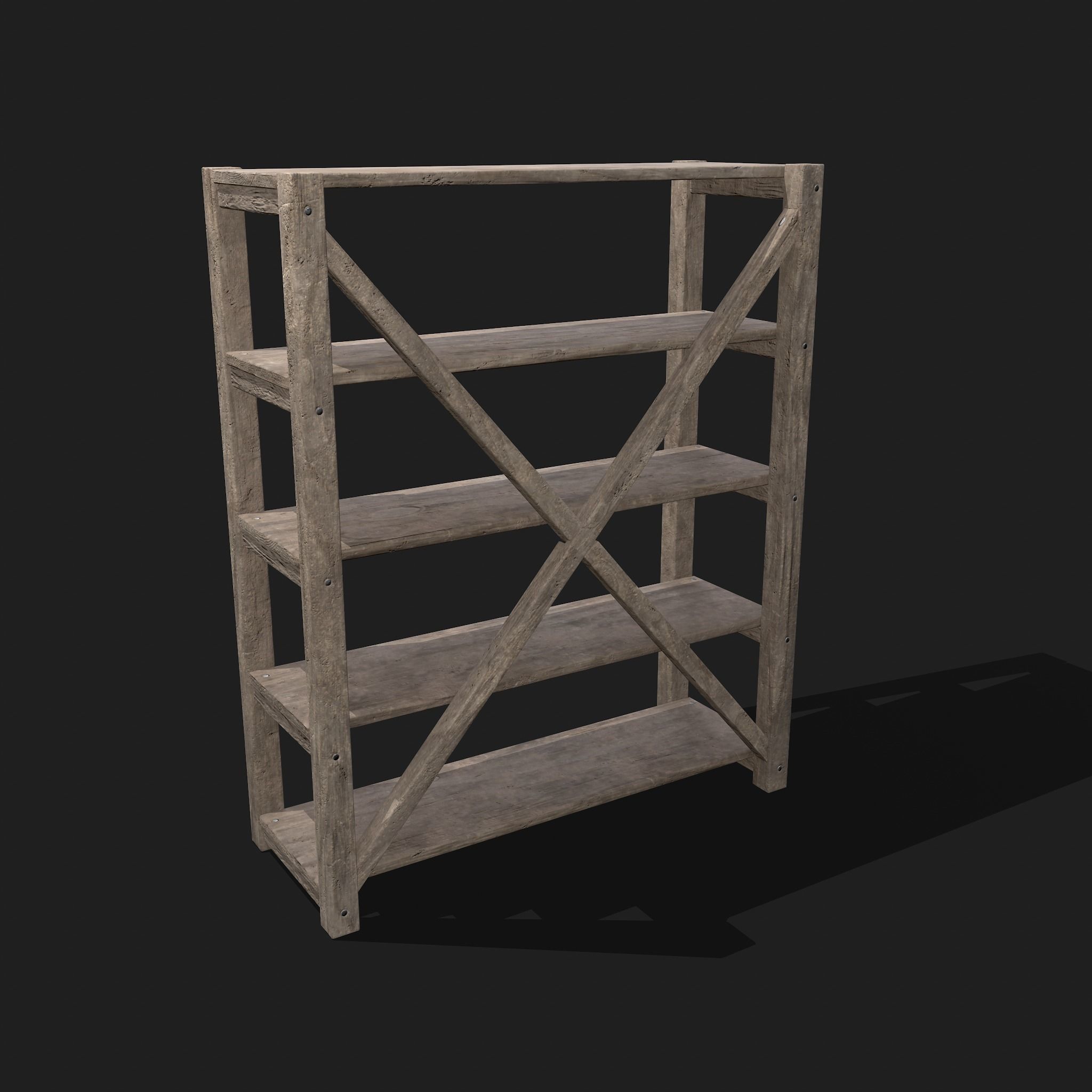 Pottery Shelf Wide Low-poly 3D model_15