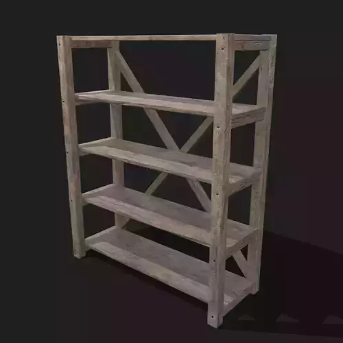 Pottery Shelf Wide Low-poly 3D model