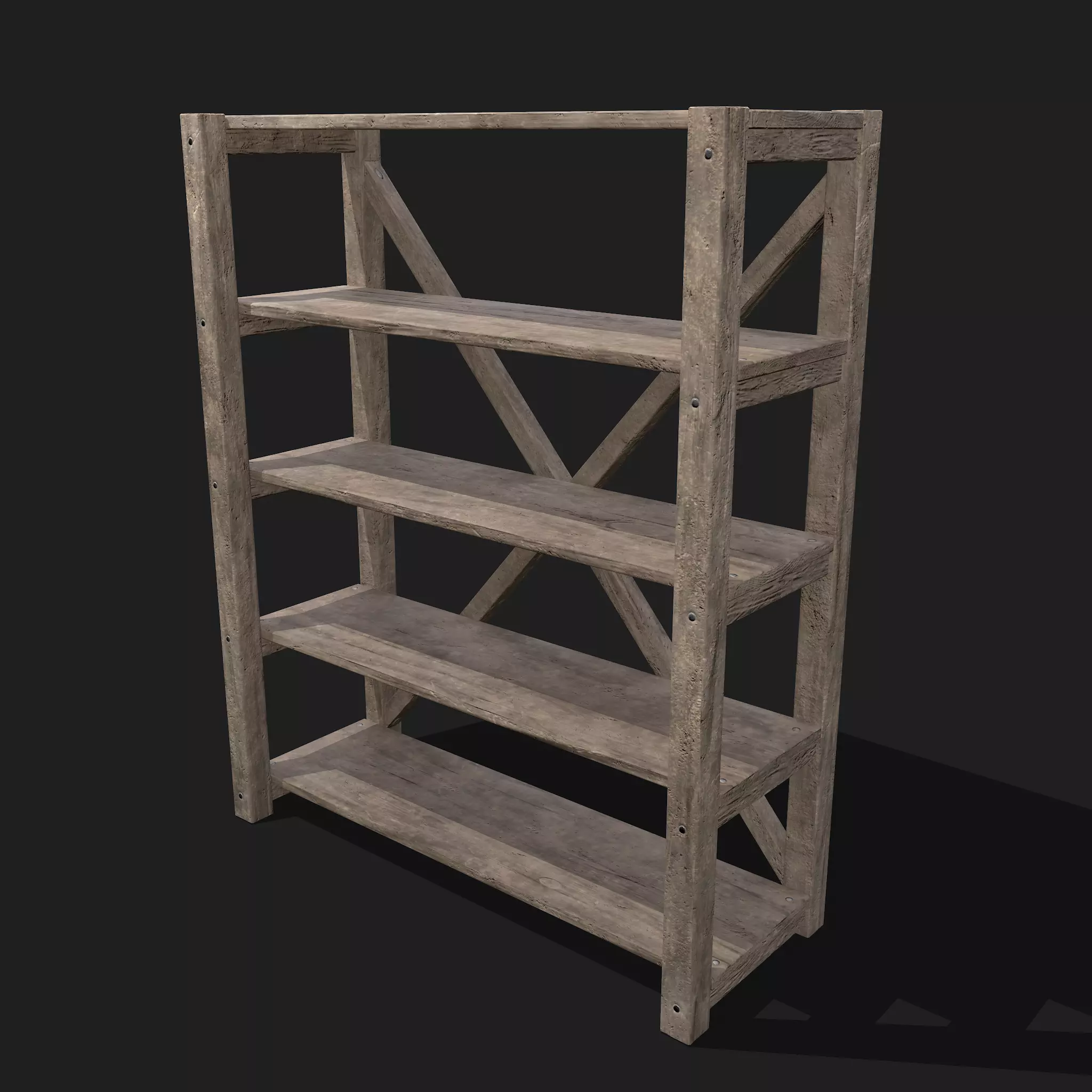 Pottery Shelf Wide Low-poly 3D model_0
