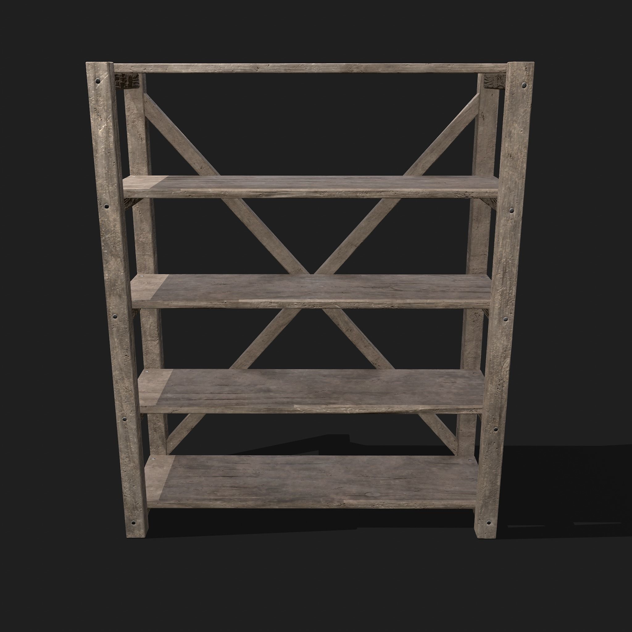 Pottery Shelf Wide Low-poly 3D model_3