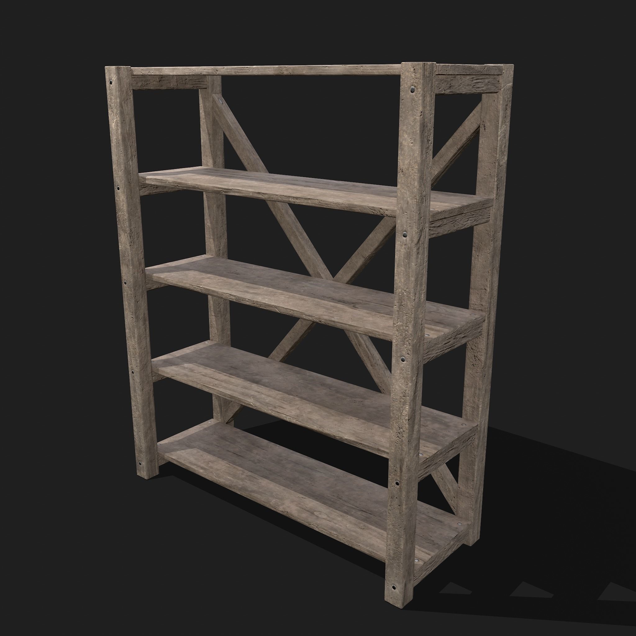 Pottery Shelf Wide Low-poly 3D model_44