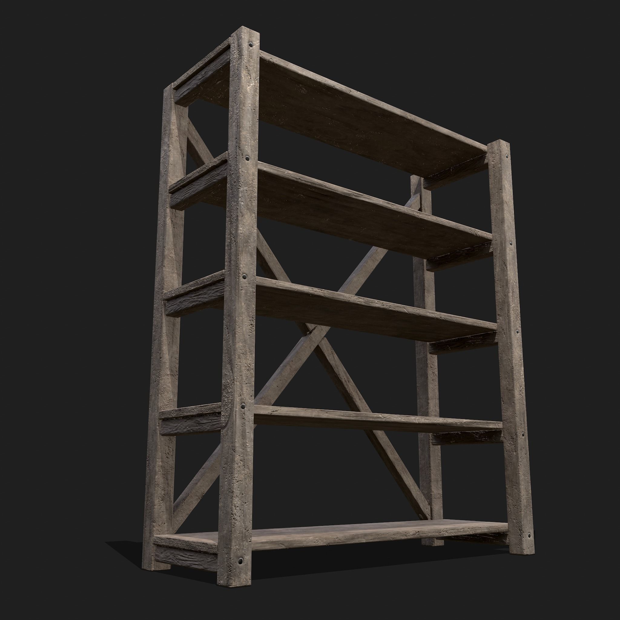 Pottery Shelf Wide Low-poly 3D model_22
