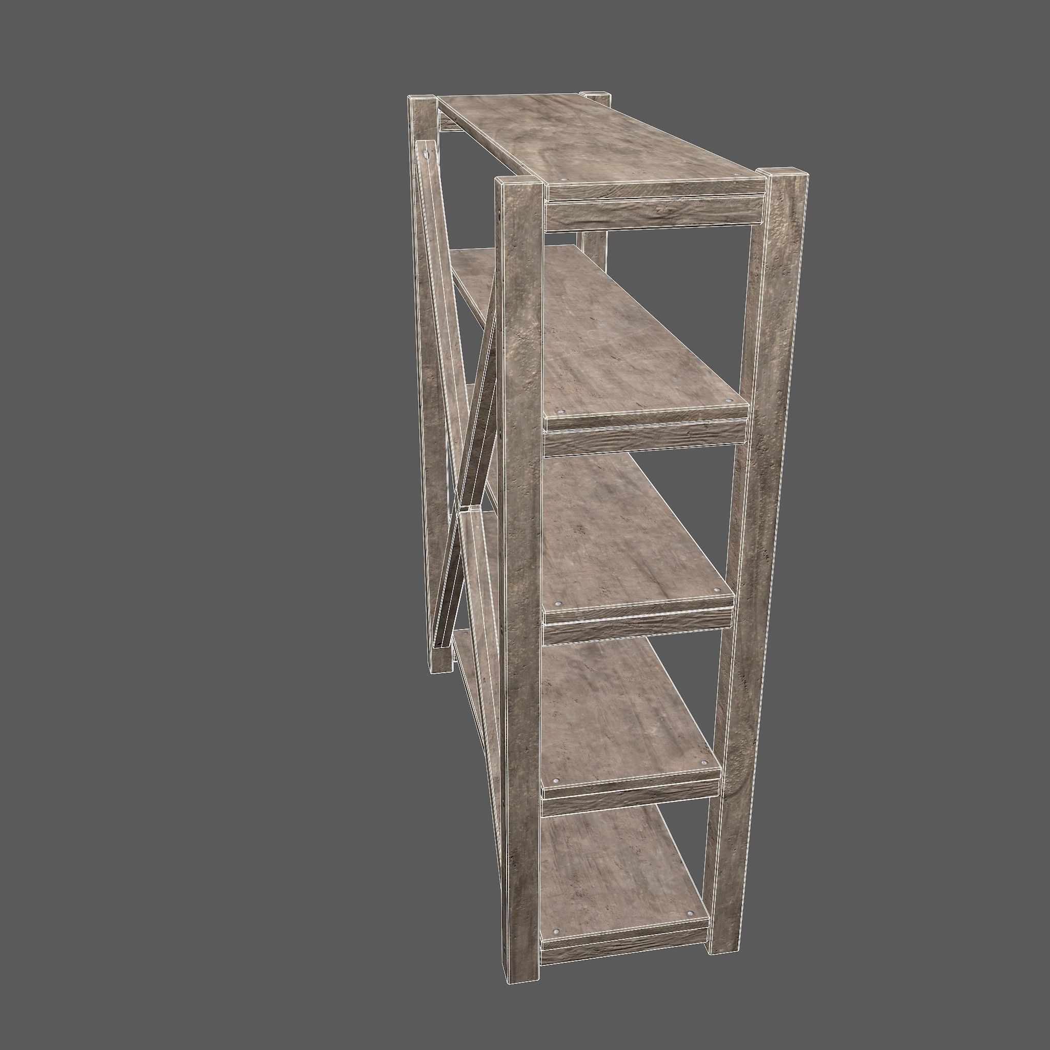 Pottery Shelf Wide Low-poly 3D model_42