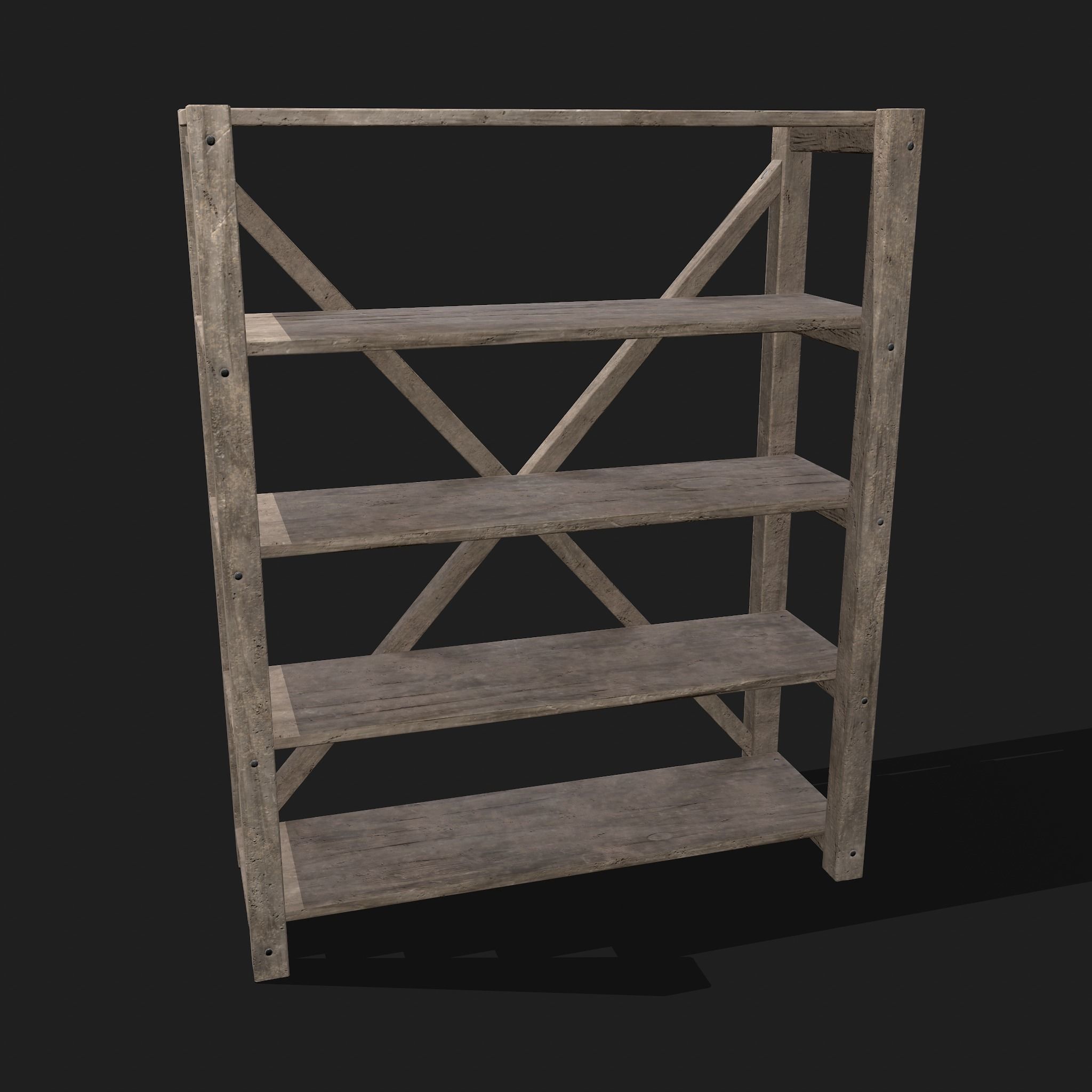 Pottery Shelf Wide Low-poly 3D model_4