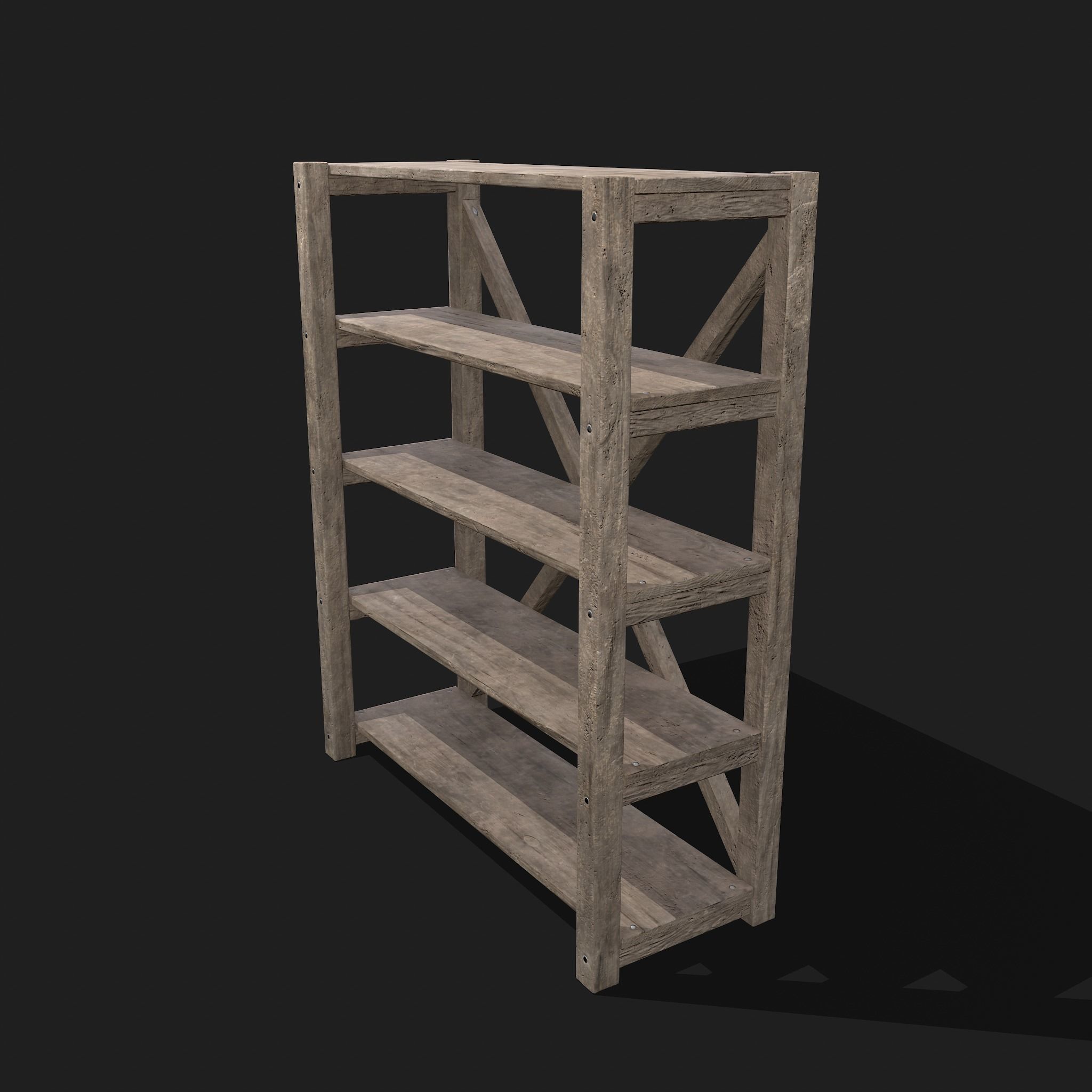 Pottery Shelf Wide Low-poly 3D model_20