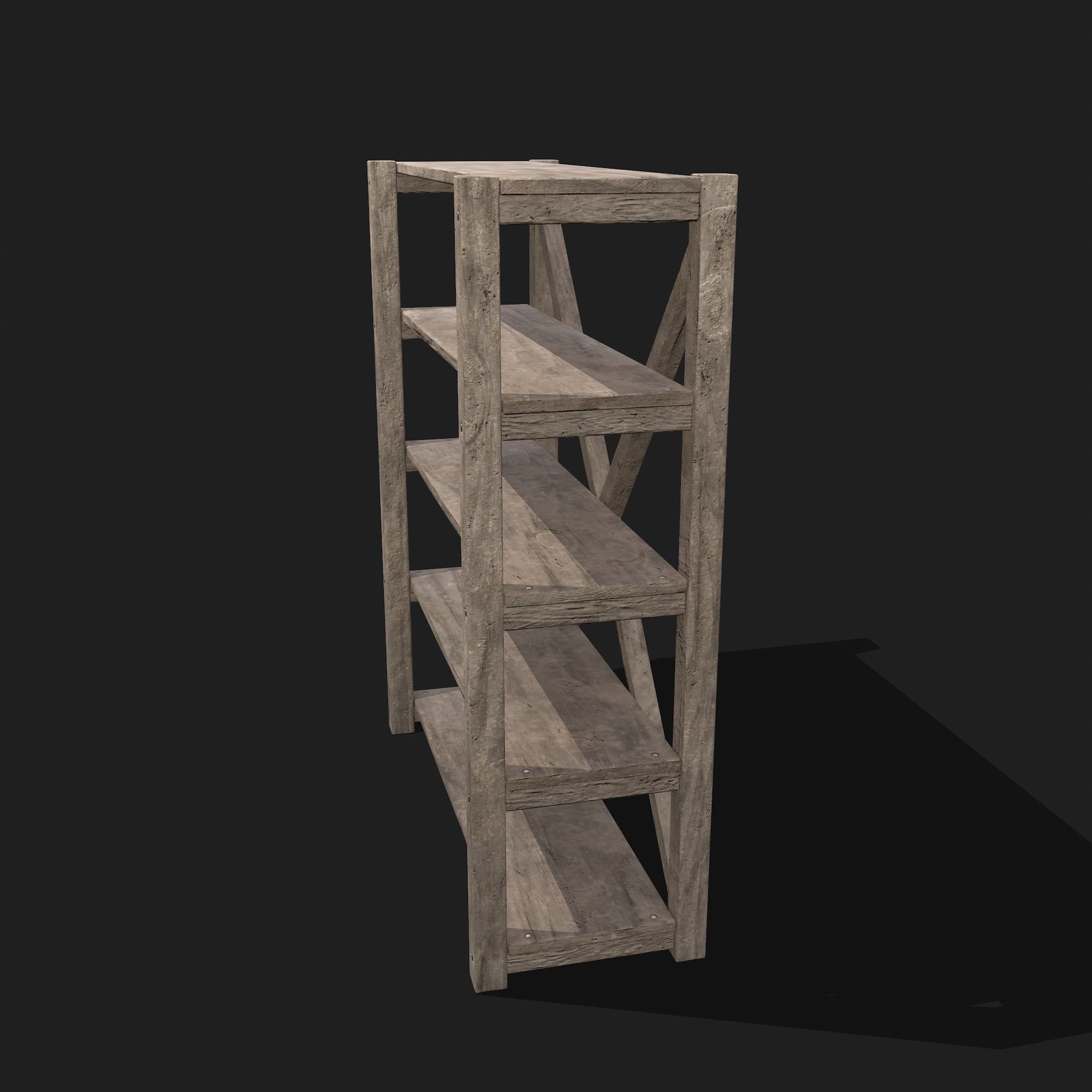 Pottery Shelf Wide Low-poly 3D model_19
