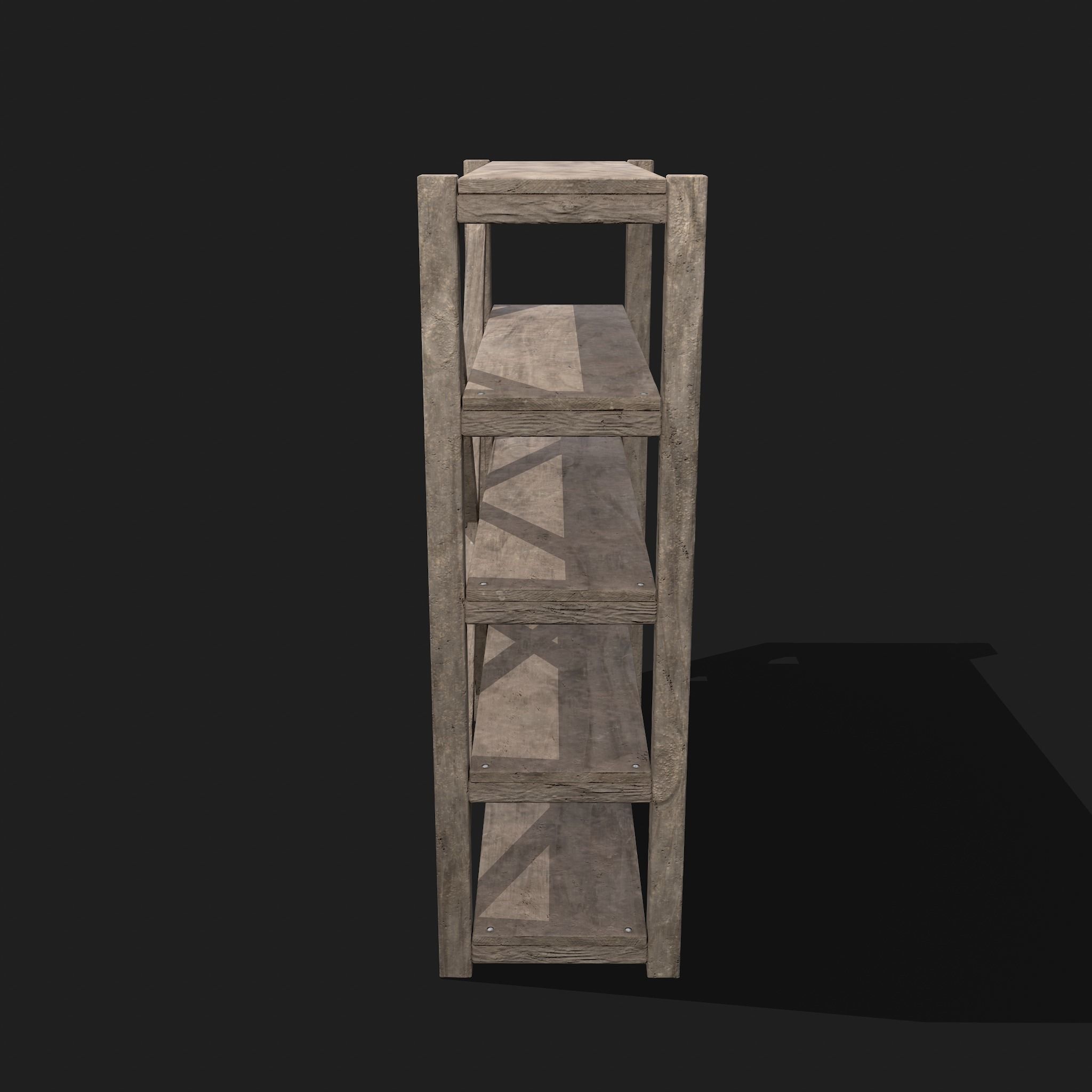 Pottery Shelf Wide Low-poly 3D model_8