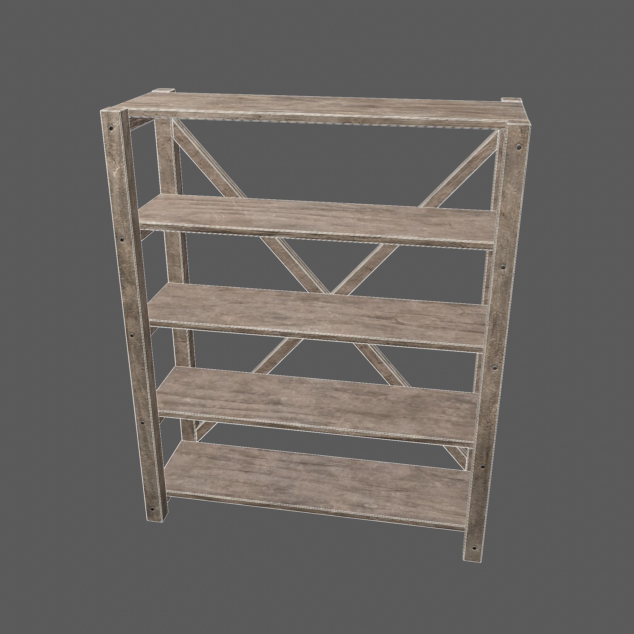 Pottery Shelf Wide Low-poly 3D model_34