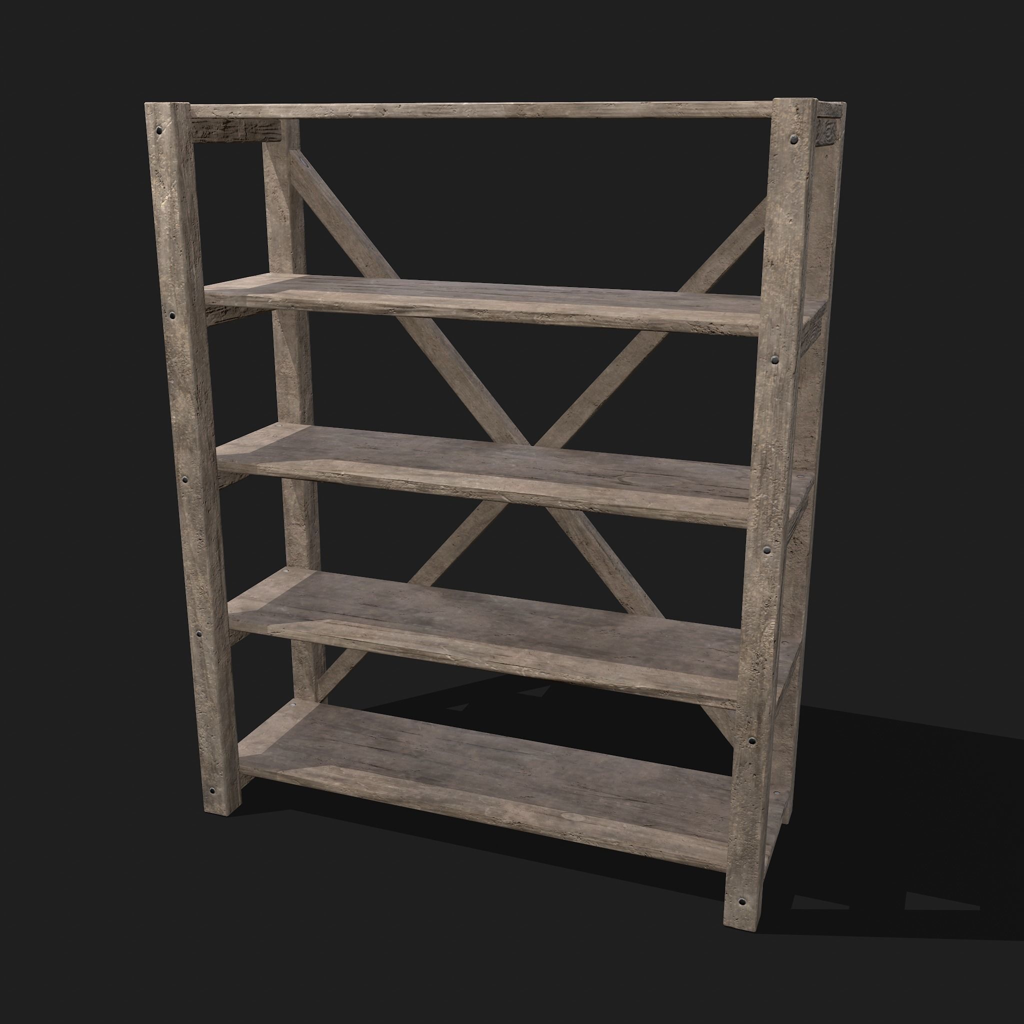 Pottery Shelf Wide Low-poly 3D model_2