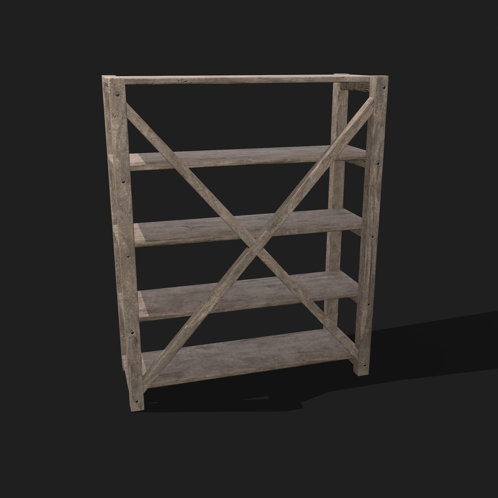 Pottery Shelf Wide Low-poly 3D model_14