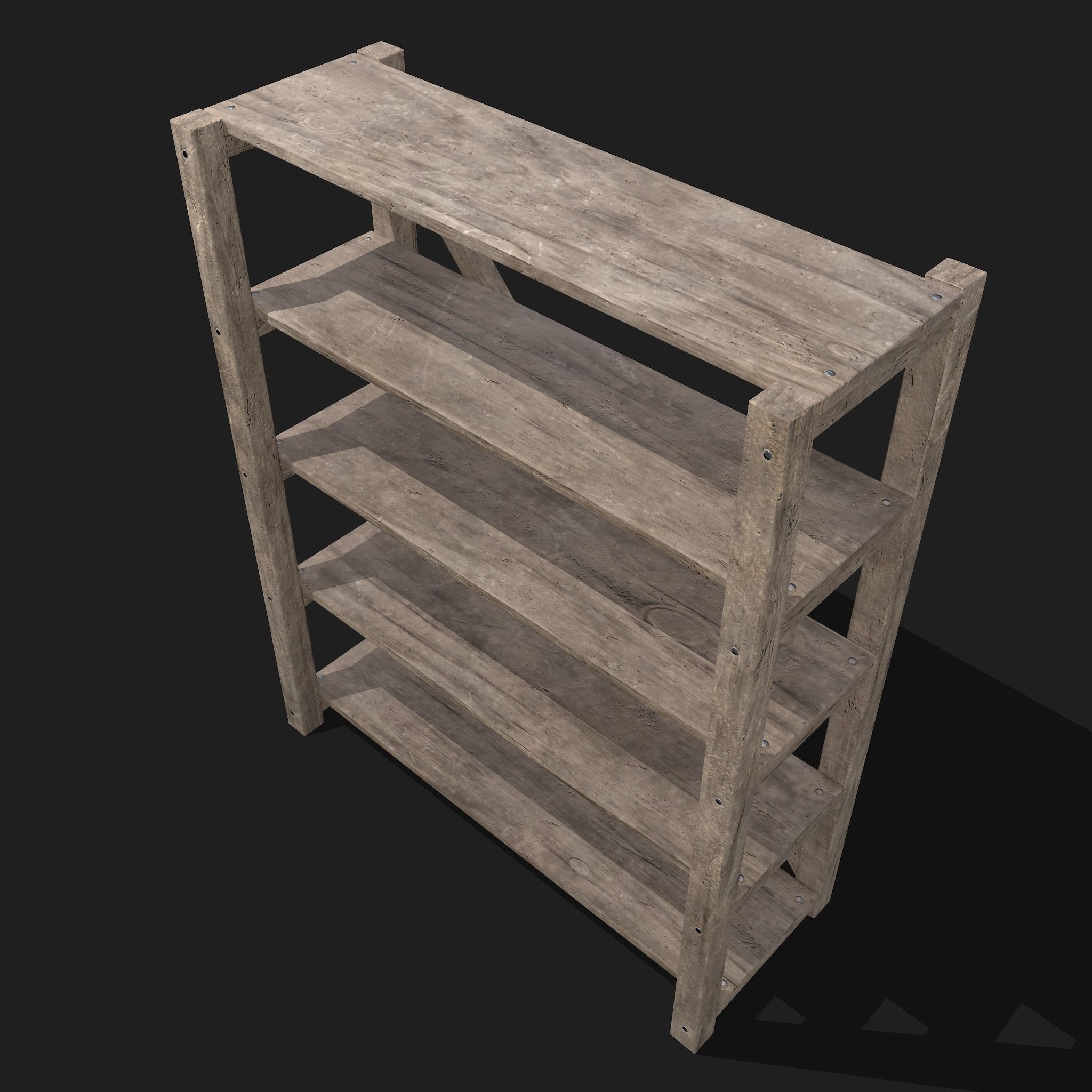 Pottery Shelf Wide Low-poly 3D model_21
