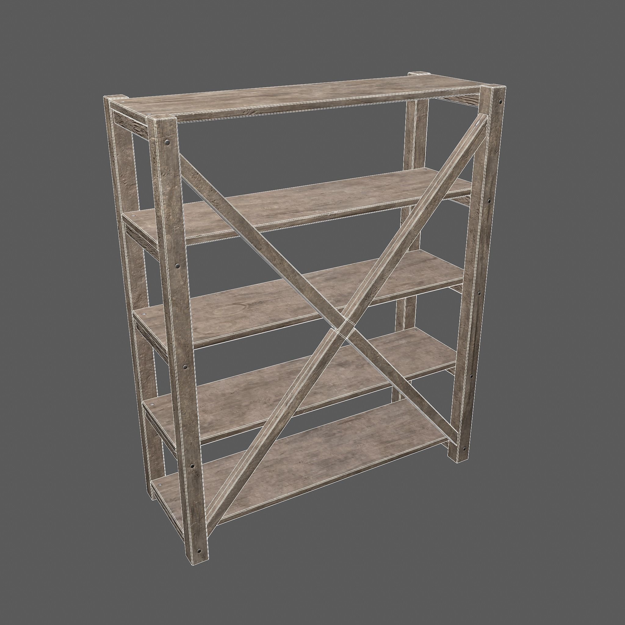 Pottery Shelf Wide Low-poly 3D model_28