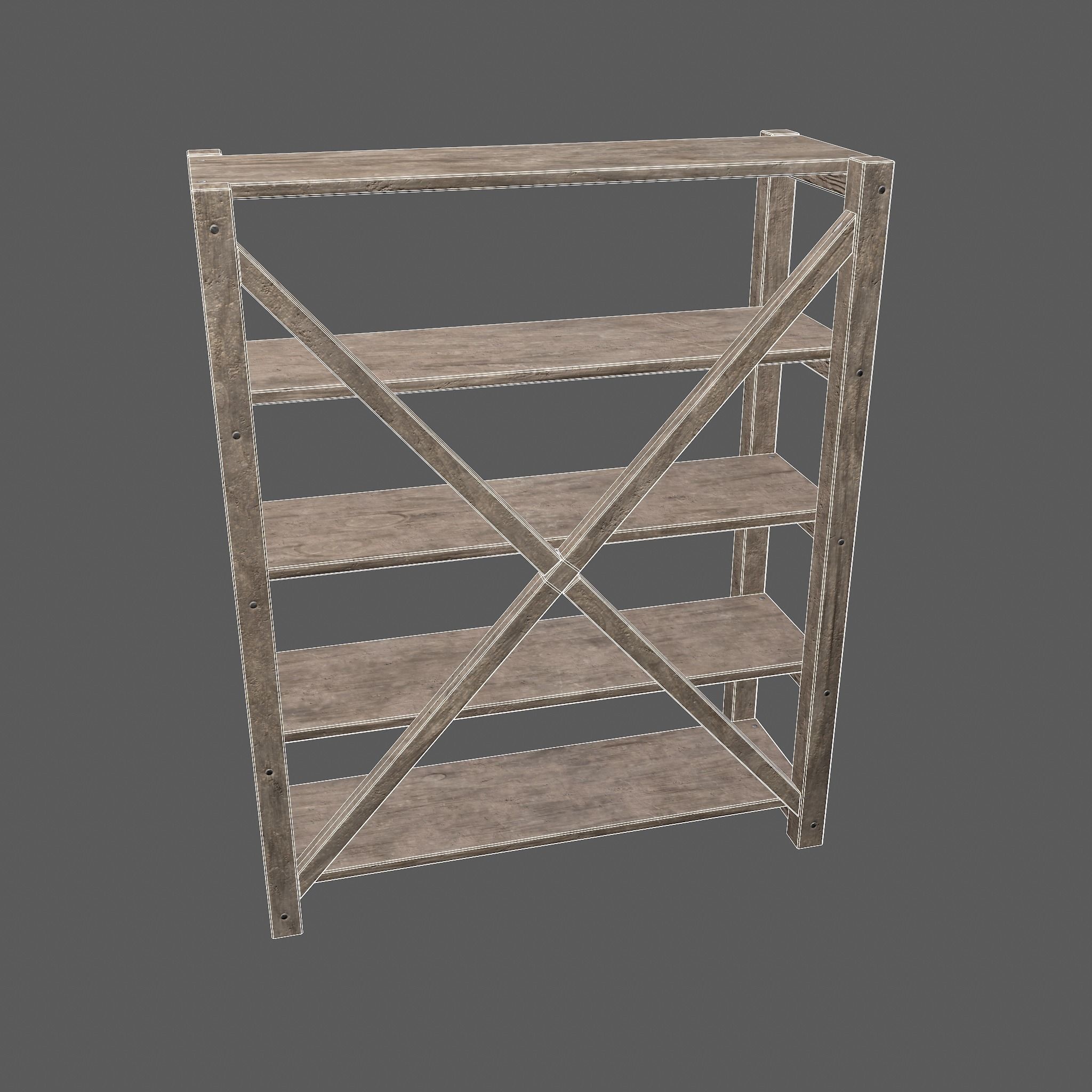 Pottery Shelf Wide Low-poly 3D model_27