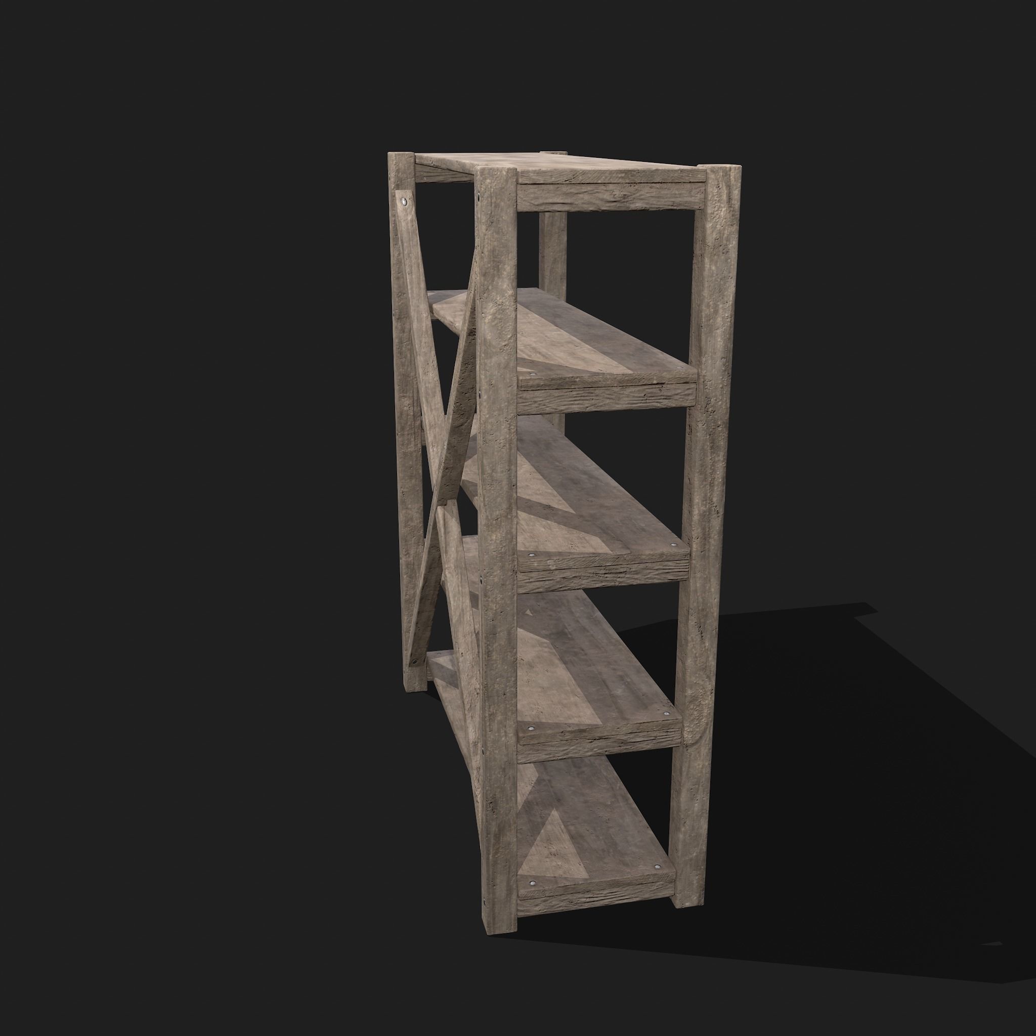 Pottery Shelf Wide Low-poly 3D model_9
