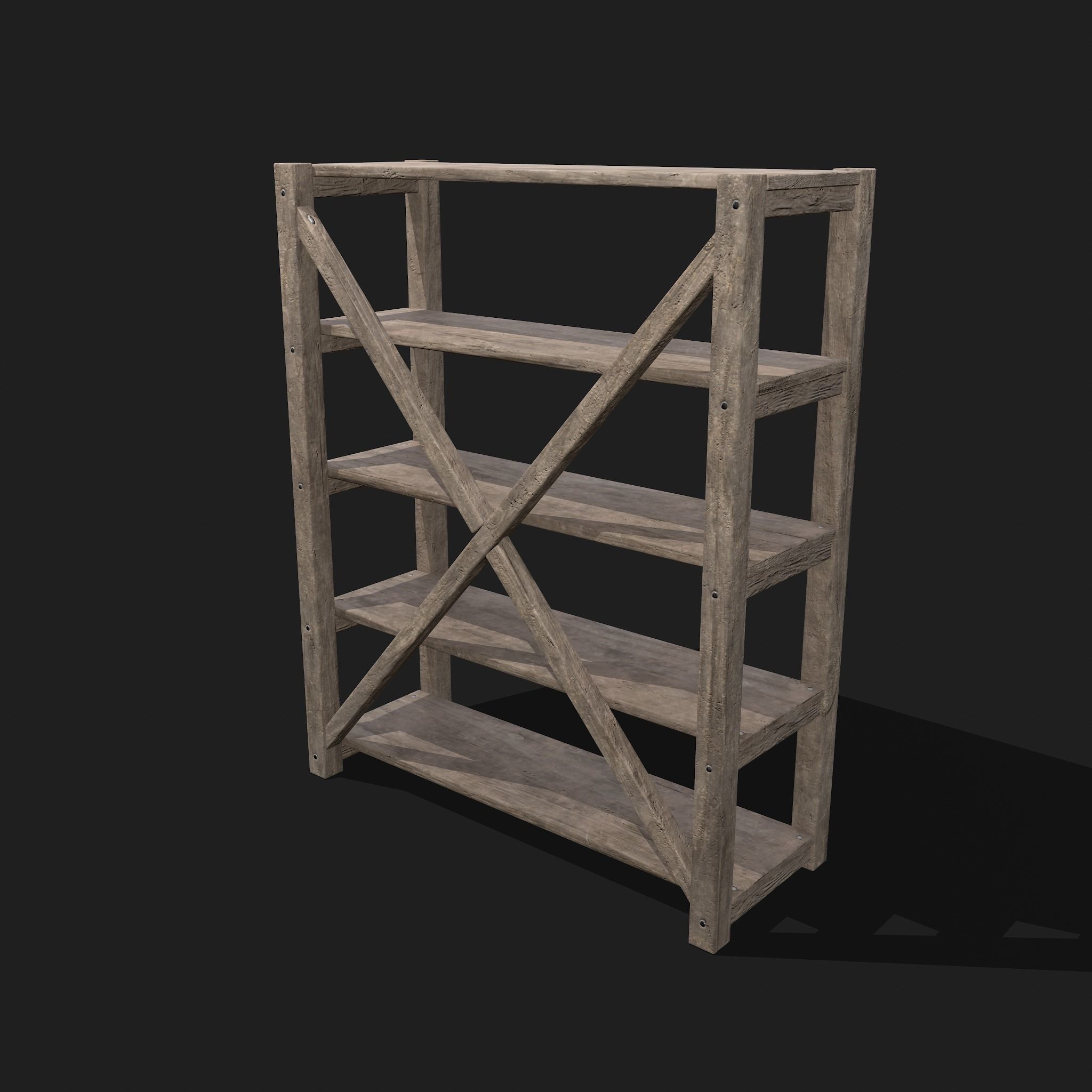 Pottery Shelf Wide Low-poly 3D model_11