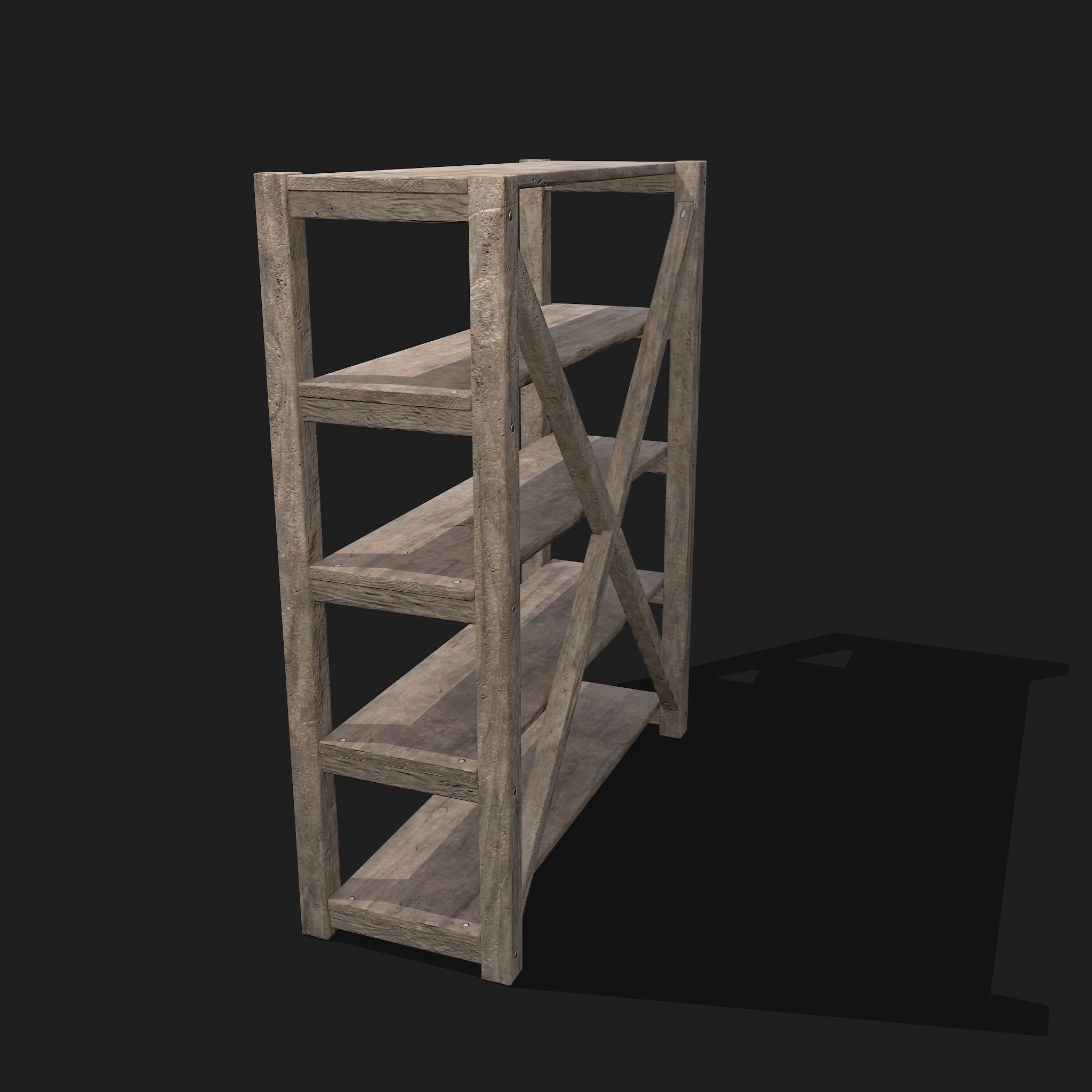 Pottery Shelf Wide Low-poly 3D model_17