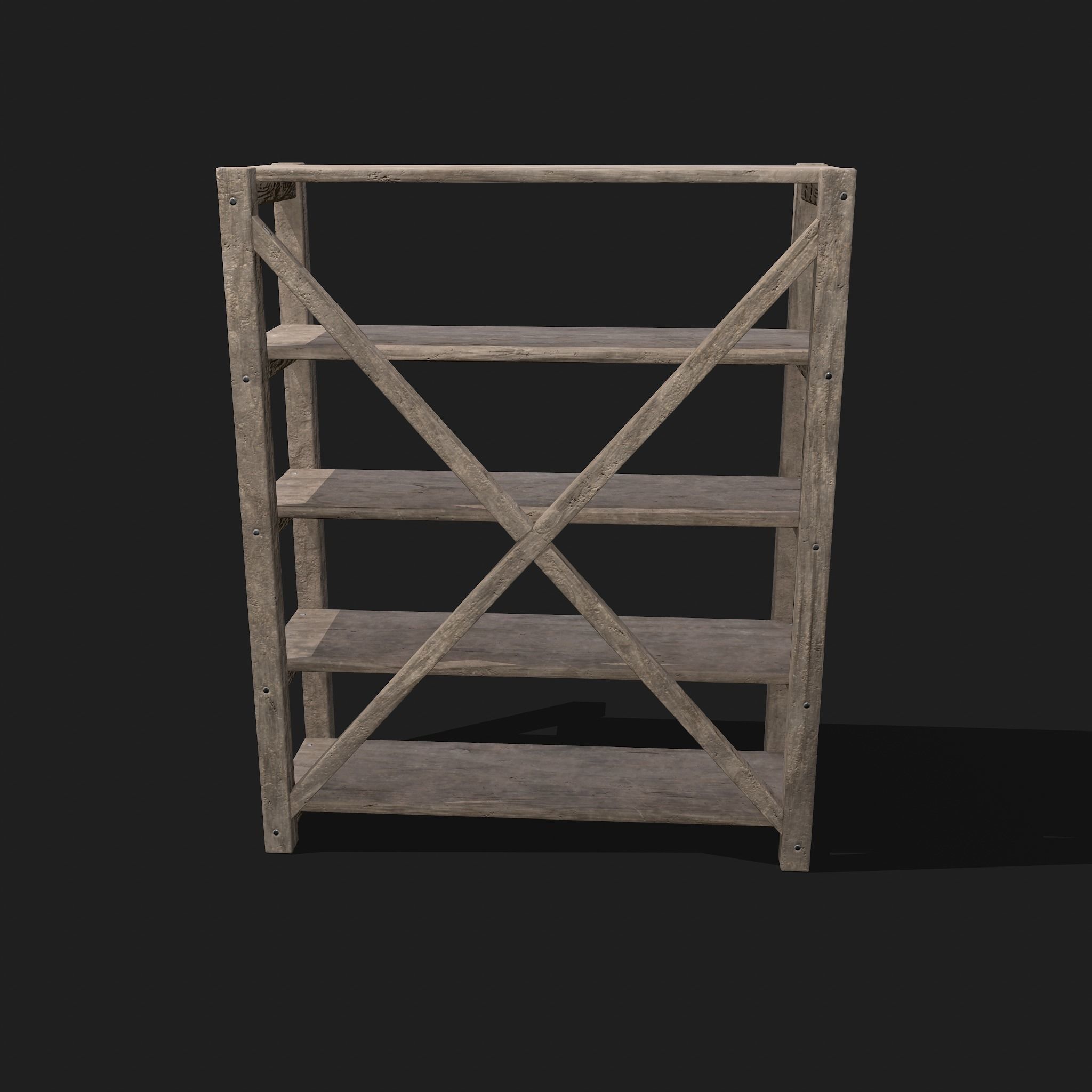 Pottery Shelf Wide Low-poly 3D model_13