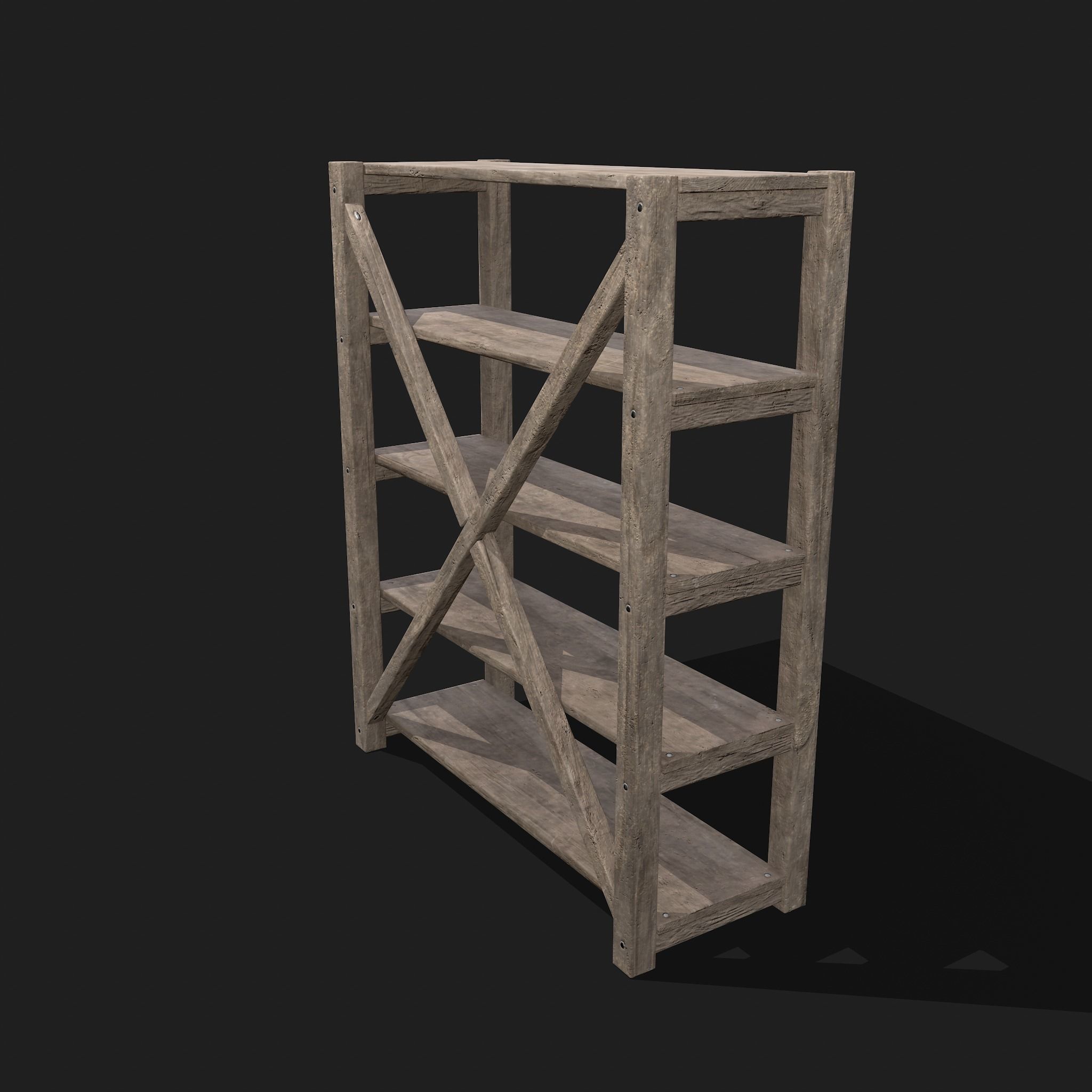Pottery Shelf Wide Low-poly 3D model_10